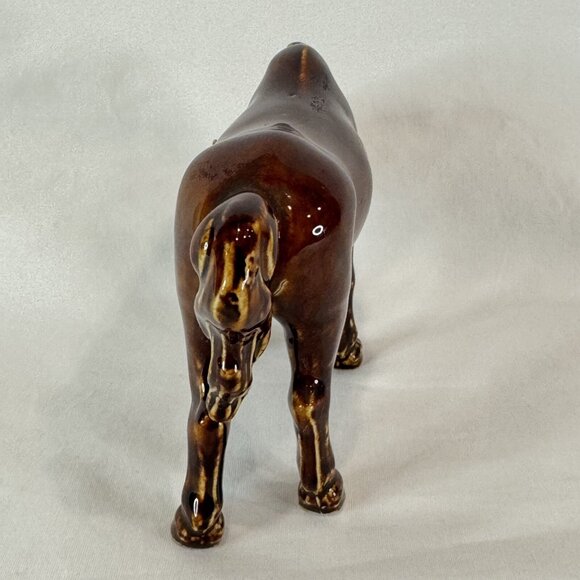 Vintage Rich Dark Brown Glazed Porcelain Horse Figurine - Picture 3 of 10